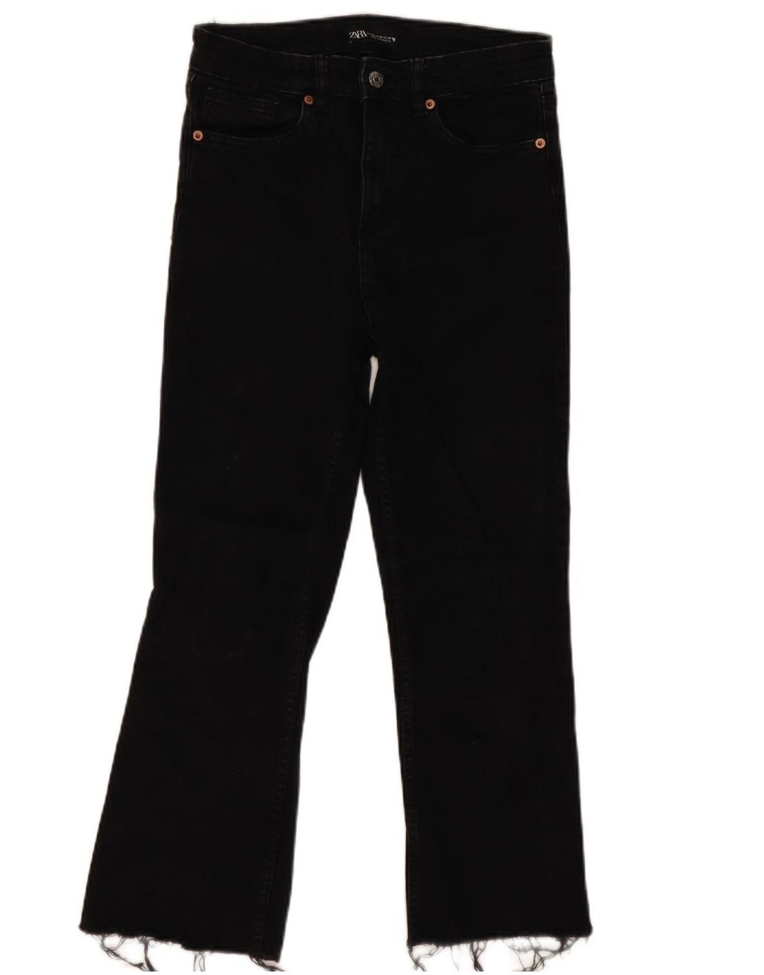 Zara Womens Cropped Jeans EU 40 Medium W30 L25 Black Cotton