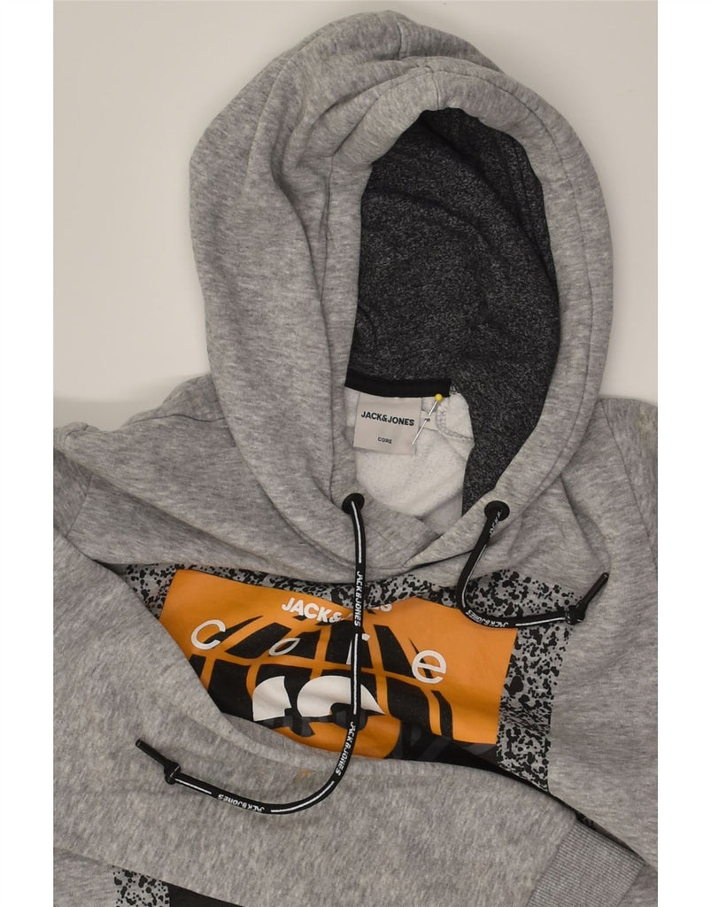 JACK & JONES Mens Graphic Hoodie Jumper Small Grey Flecked Cotton | Vintage Jack & Jones | Thrift | Second-Hand Jack & Jones | Used Clothing | Messina Hembry 