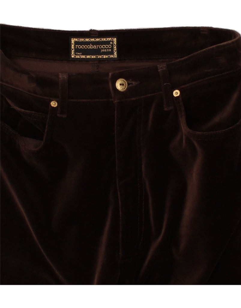 ROCCOBAROCCO Womens Velvet Slim Casual Trousers W34 L25 Brown Cotton Vintage Roccobarocco and Second-Hand Roccobarocco from Messina Hembry 