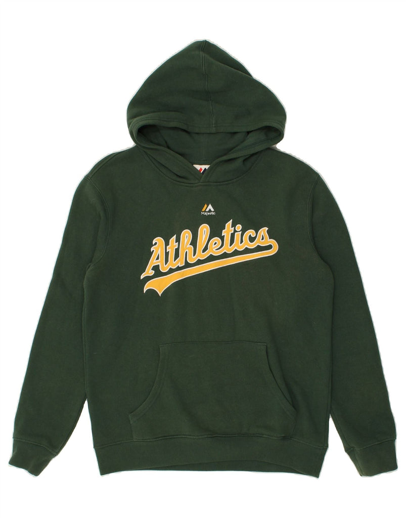 MAJESTIC Boys Graphic Hoodie Jumper 15-16 Years Green Cotton | Vintage Majestic | Thrift | Second-Hand Majestic | Used Clothing | Messina Hembry 