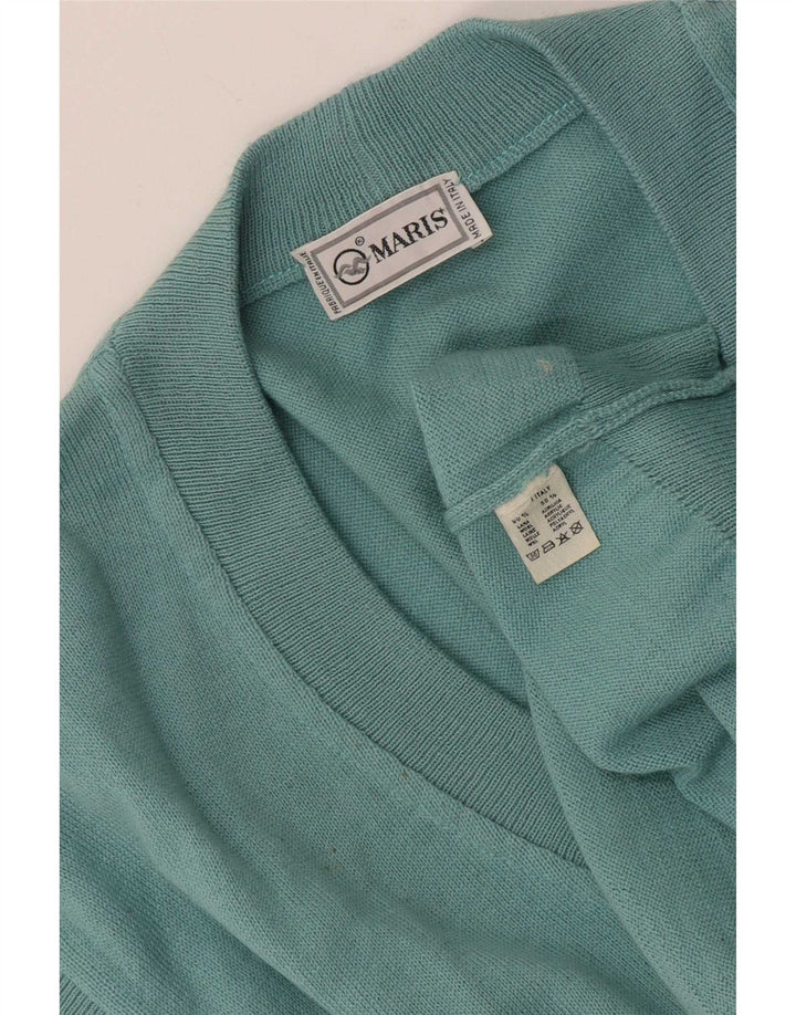 Vintage Mens Sleeveless Cardigan Sweater XL Blue Wool