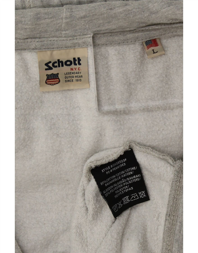 SCHOTT Womens Zip Hoodie Sweater UK 16 Large Grey Cotton Vintage Schott and Second-Hand Schott from Messina Hembry 