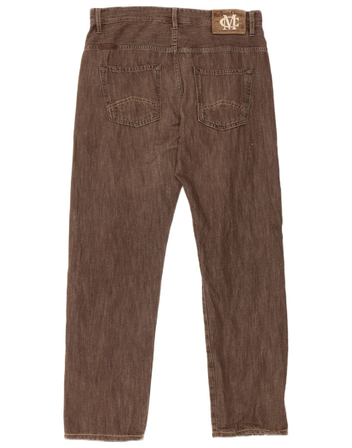 Marlboro Classics Mens Straight Jeans W33 L30 Brown Cotton
