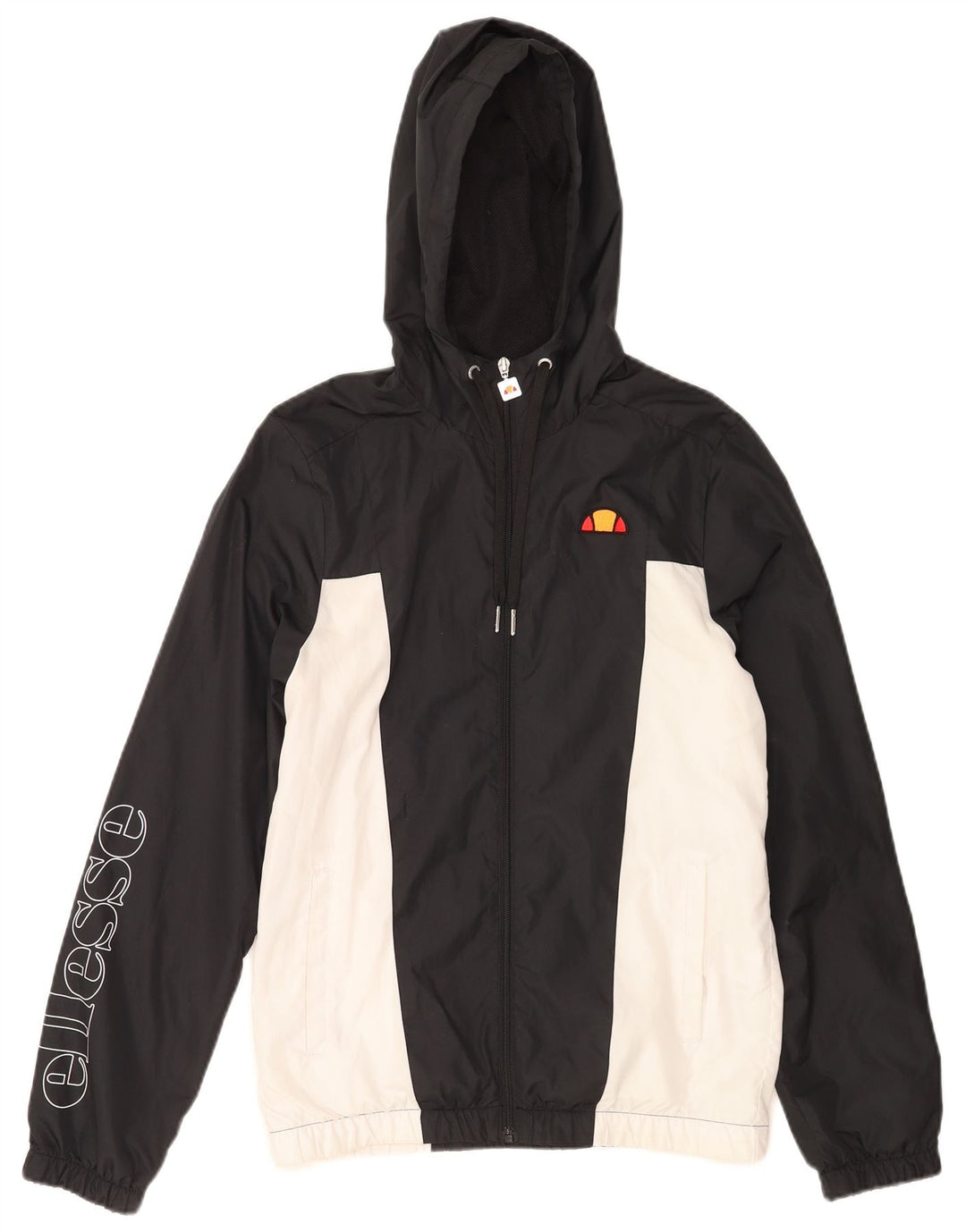 Ellesse Mens Graphic Hooded Tracksuit Top Jacket Small Black Colourblock