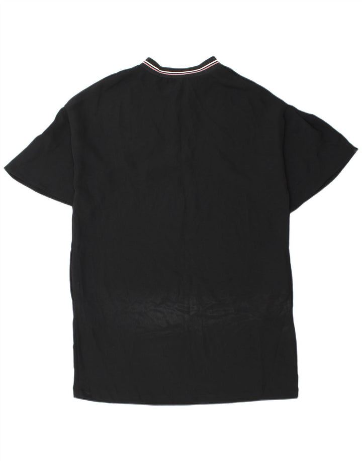 Zara Womens Zip Neck Shift Dress UK 14 Medium Black Polyester