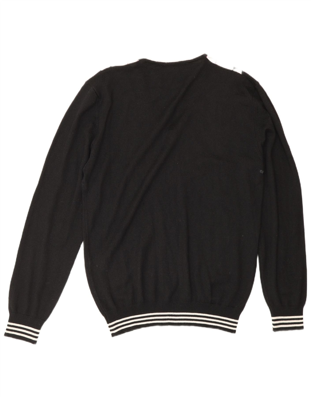 Vintage Mens V-Neck Jumper Sweater XL Black Argyle/Diamond Wool