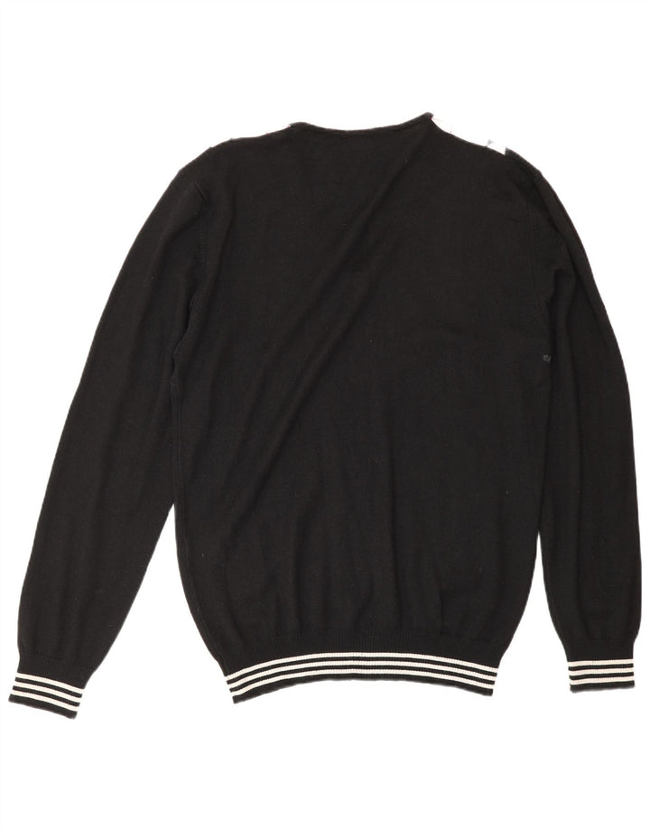 Vintage Mens V-Neck Jumper Sweater XL Black Argyle/Diamond Wool
