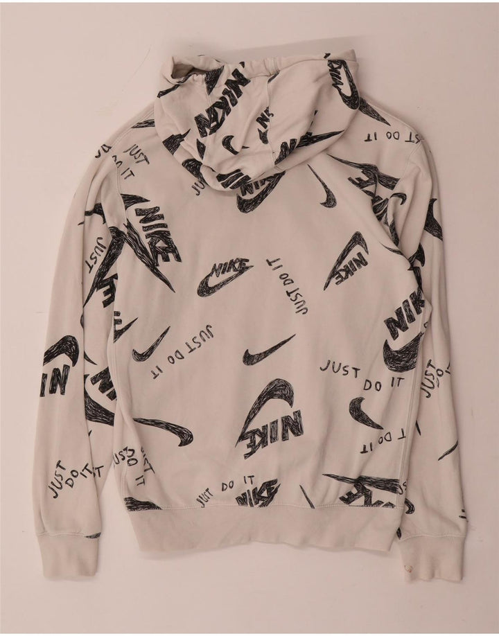 Nike Mens Graphic Hoodie Jumper Small Off White Cotton
