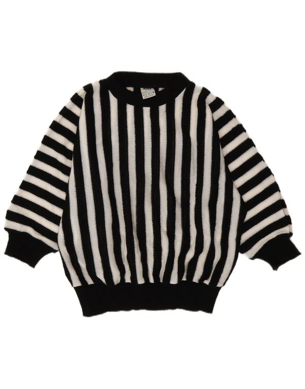 C&A Womens Boat Neck Jumper Sweater EU 48/50 XL Black Striped Acrylic
