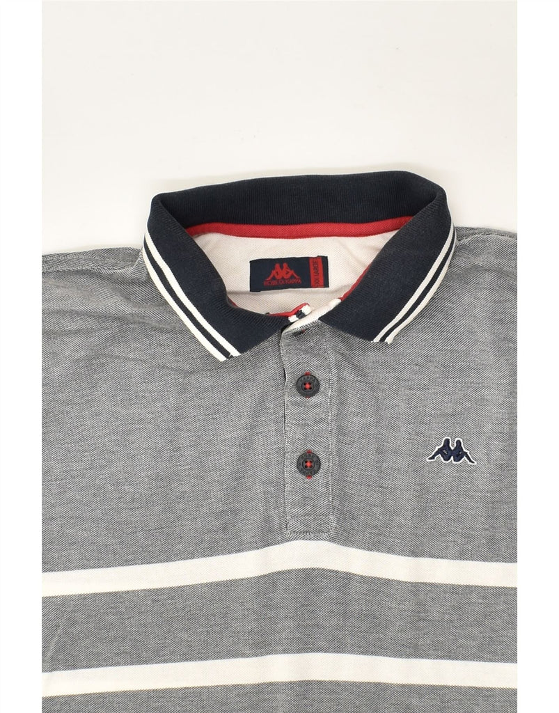 KAPPA Mens Polo Shirt 2XL Grey Striped Cotton | Vintage Kappa | Thrift | Second-Hand Kappa | Used Clothing | Messina Hembry 