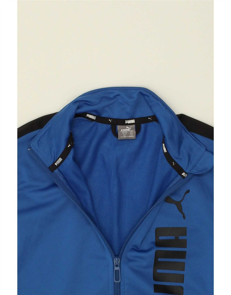 PUMA Boys Graphic Tracksuit Top Jacket 13-14 Years Blue Colourblock Vintage Puma and Second-Hand Puma from Messina Hembry 