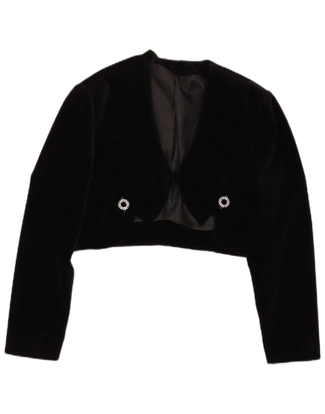 Vintage Womens Bolero Jacket IT 48 XL Black Cotton