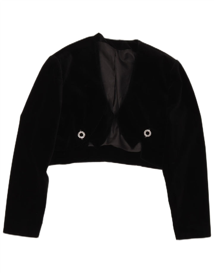Vintage Womens Bolero Jacket IT 48 XL Black Cotton