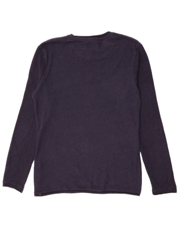 Zara Mens Crew Neck Jumper Sweater Large Navy Blue Polyester