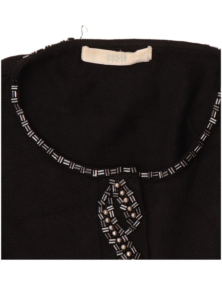 Marks & Spencer Womens Crop Cardigan Sweater UK 12 Medium Black