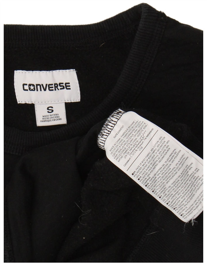 CONVERSE Womens Oversized Graphic Sweatshirt Jumper UK 10 Small Black