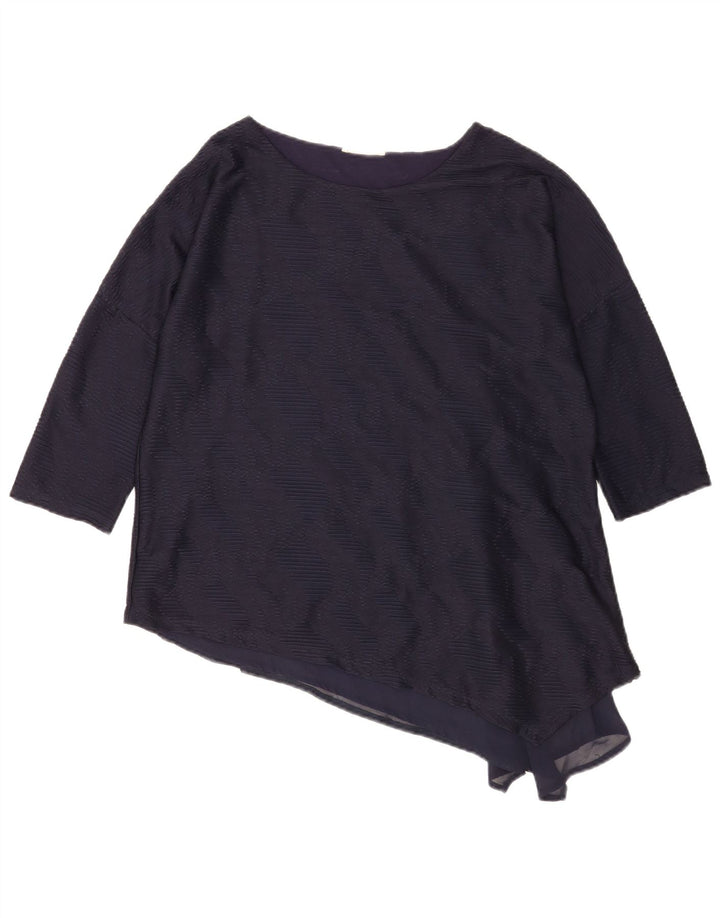 Phase Eight Womens 3/4 Sleeve Asymmetric Blouse Top UK 12 Medium Navy Blue