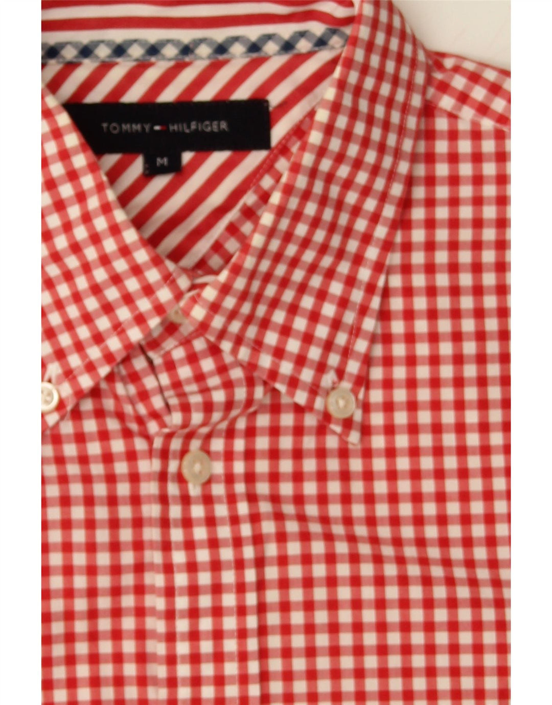 TOMMY HILFIGER Mens Shirt Medium Red Gingham Cotton Vintage Tommy Hilfiger and Second-Hand Tommy Hilfiger from Messina Hembry 