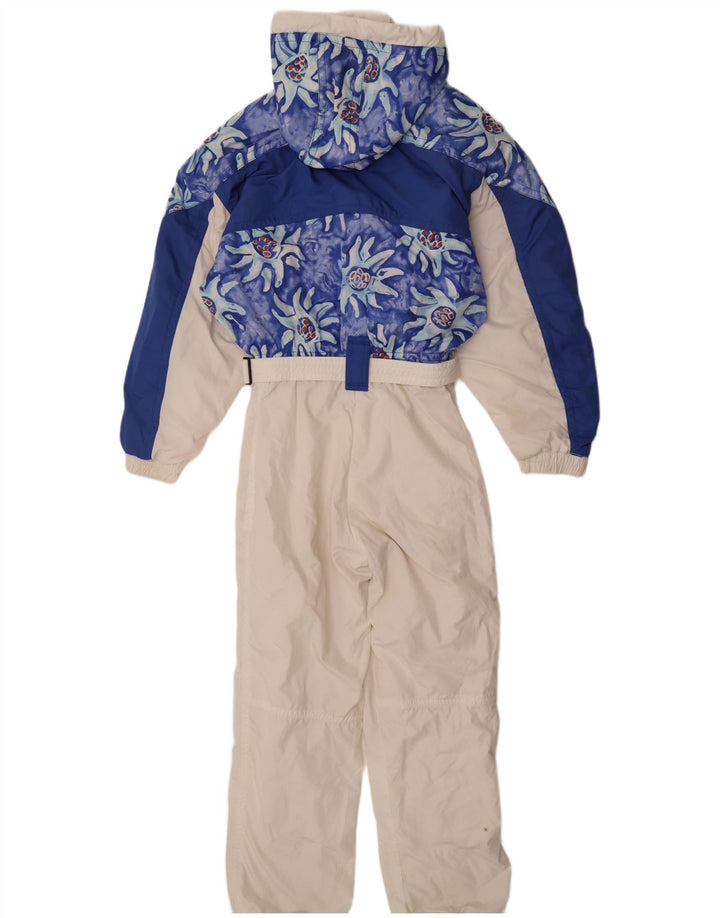 Ellesse Womens Hooded Oversized Ski Jumpsuit IT 40 Small White Floral