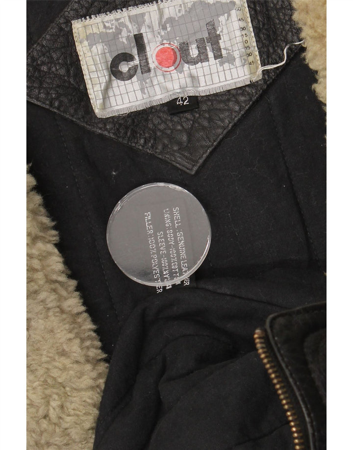 Clout Mens Leather Biker Jacket UK 42 XL Black Leather