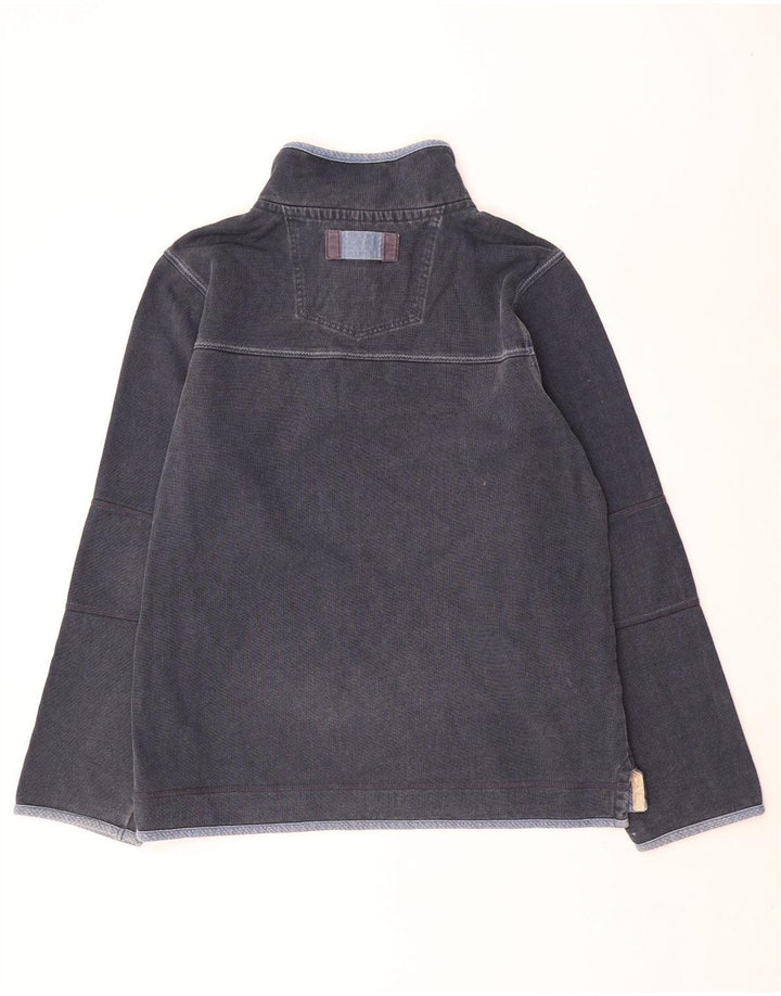 FAT FACE Mens Zip Neck Sweatshirt Jumper Large Navy Blue Cotton