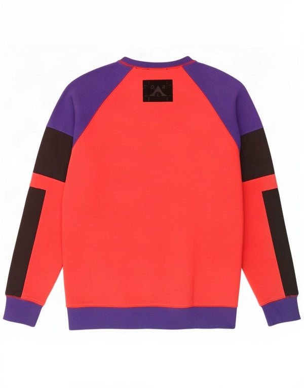 Diesel Mens Graphic Sweatshirt Jumper Large Red Colourblock Cotton