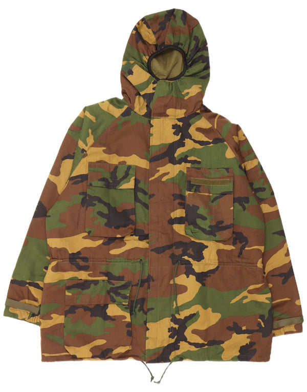 Vintage Mens Hooded Parka Jacket UK 42 2XL Multicoloured Camouflage Cotton