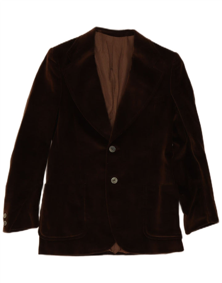 Vintage Womens 2 Button Velvet Blazer Jacket UK 8 Small Brown