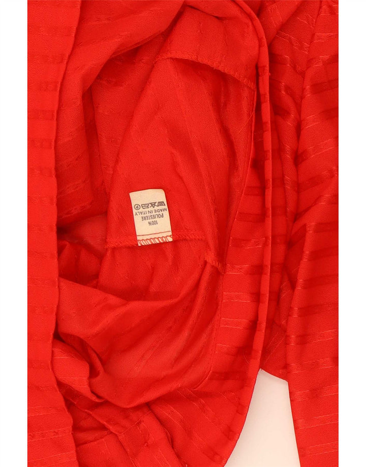 Vintage Womens Crop Shirt Blouse US 5 Small Red Striped Polyester