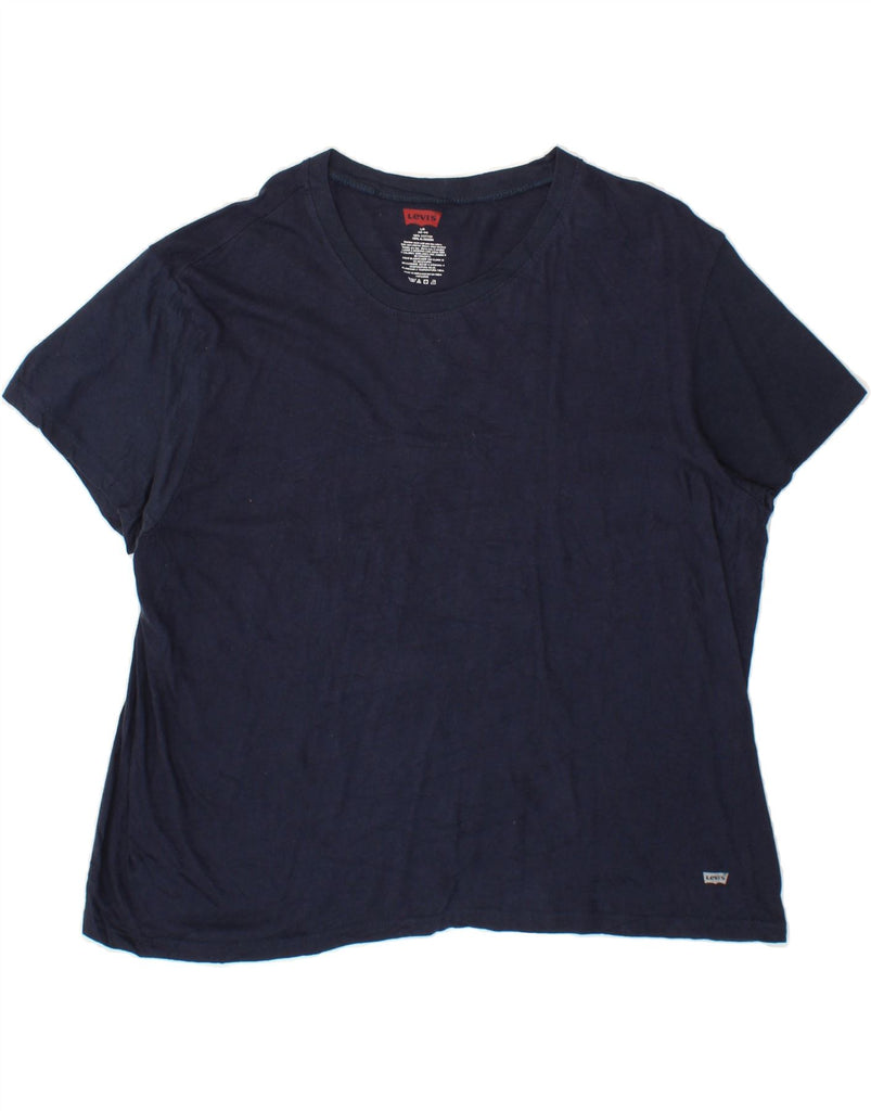 LEVI'S Womens Grant Fit T-Shirt Top EU 42 Large Navy Blue Cotton Vintage Levi's and Second-Hand Levi's from Messina Hembry 