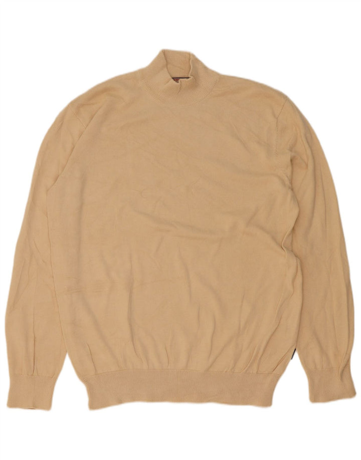 Carrera Mens Turtle Neck Jumper Sweater Large Beige Cotton