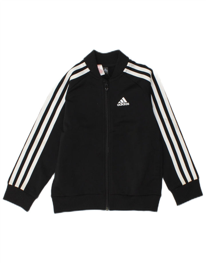 ADIDAS Boys Primegreen Tracksuit Top Jacket 4-5 Years Black Polyester