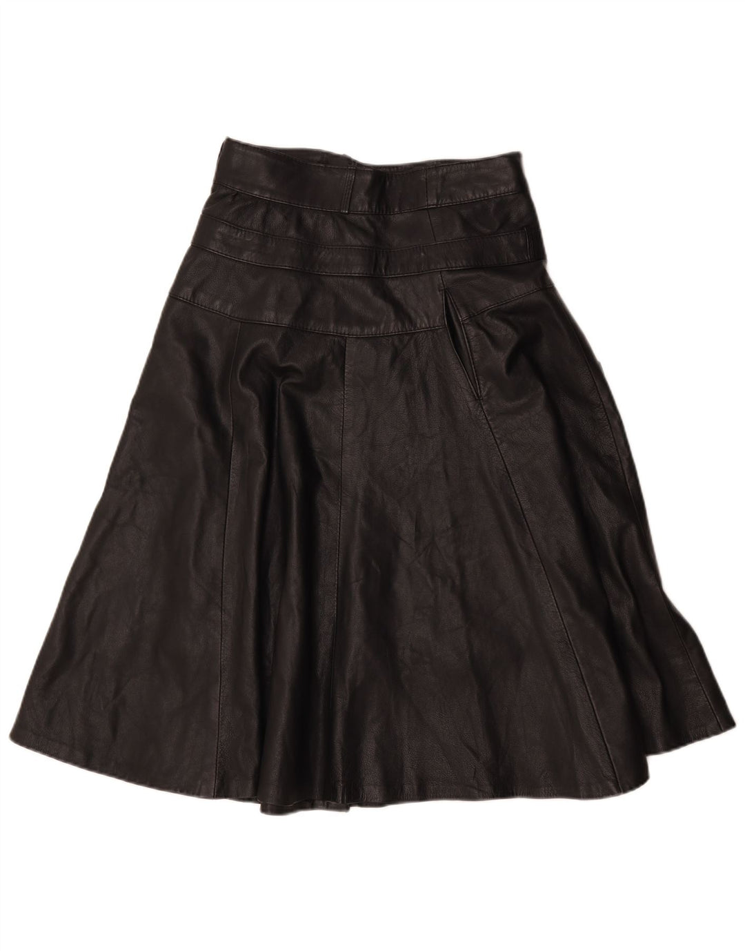 Vintage Womens Leather Skirt IT 46 Large W30  Black