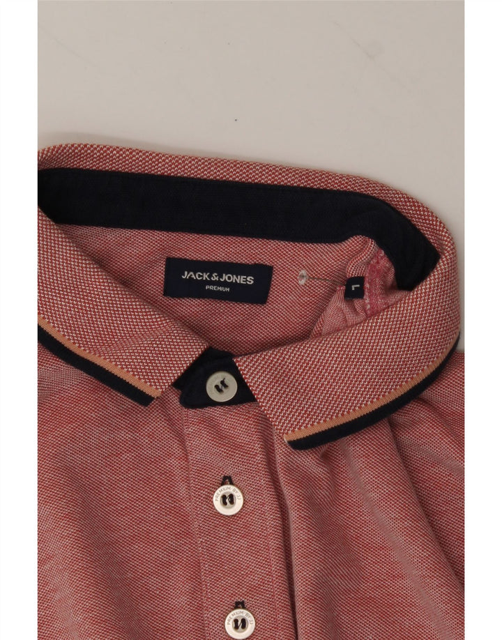 JACK & JONES Mens Premium Polo Shirt Large Red Cotton Vintage Jack & Jones and Second-Hand Jack & Jones from Messina Hembry 