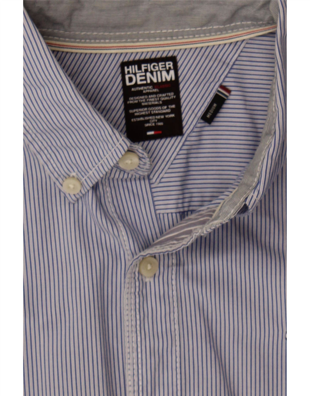 TOMMY HILFIGER Mens Shirt Medium Purple Pinstripe Cotton Vintage Tommy Hilfiger and Second-Hand Tommy Hilfiger from Messina Hembry 