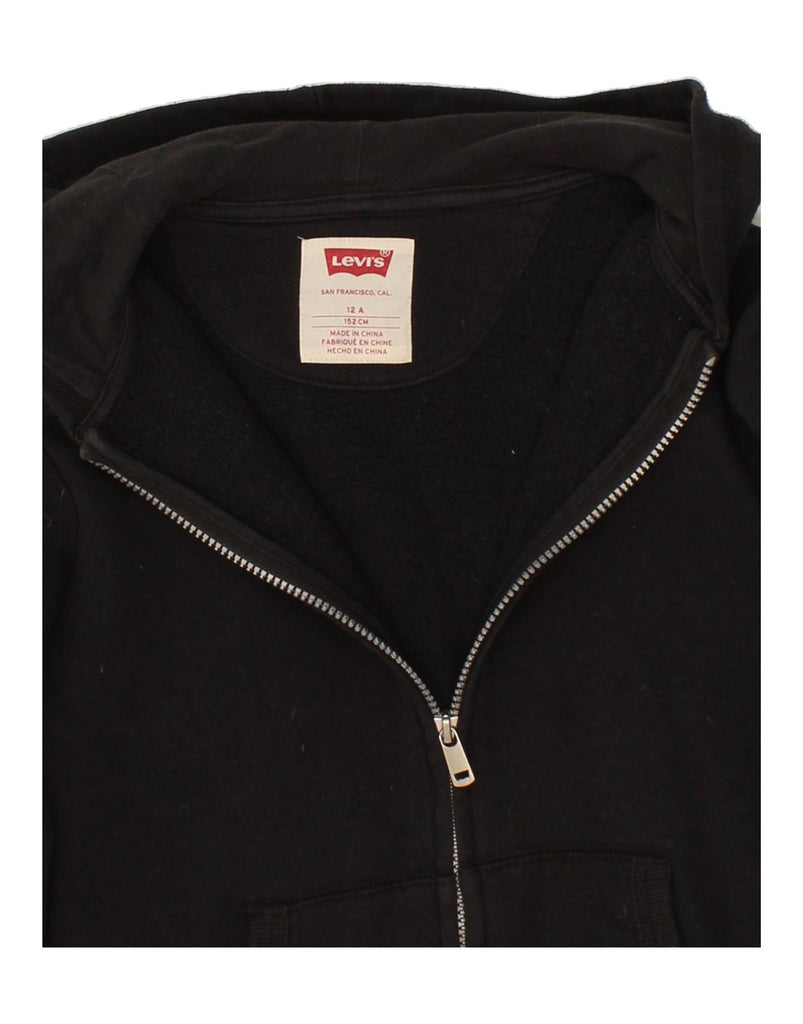 LEVI'S Boys Zip Hoodie Sweater 11-12 Years Black Cotton Vintage Levi's and Second-Hand Levi's from Messina Hembry 
