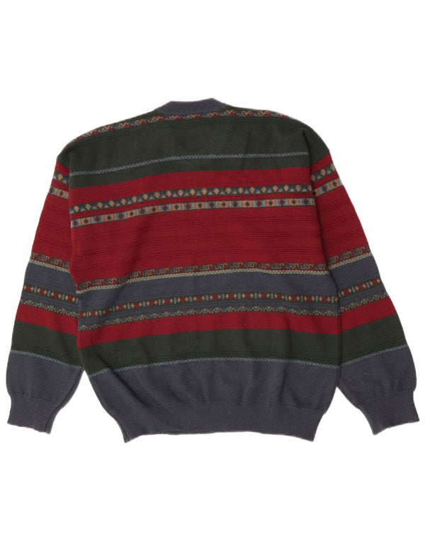 Navigare Mens Crew Neck Jumper Sweater Medium Multicoloured Striped Acrylic
