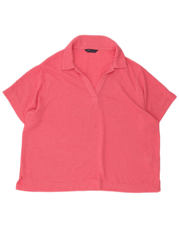 Marks & Spencer Womens Polo Shirt UK 22 3XL Pink Viscose