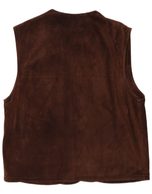 Douglas Mens Suede Gilet IT 56 3XL Brown Leather