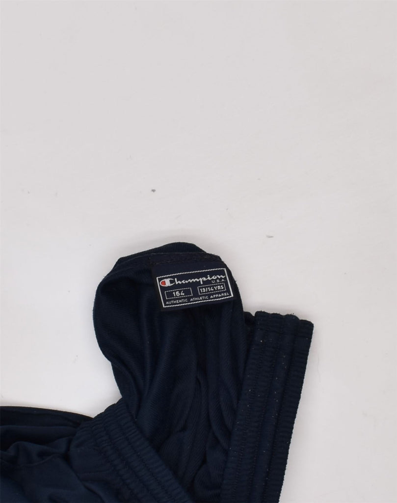 CHAMPION Boys Tracksuit Trousers 13-14 Years Navy Blue Polyester | Vintage Champion | Thrift | Second-Hand Champion | Used Clothing | Messina Hembry 