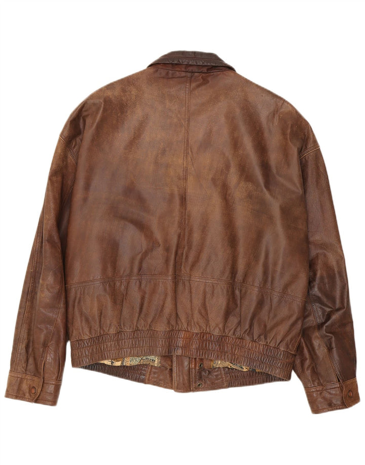 Trapper Mens Leather Jacket IT 52 XL Brown