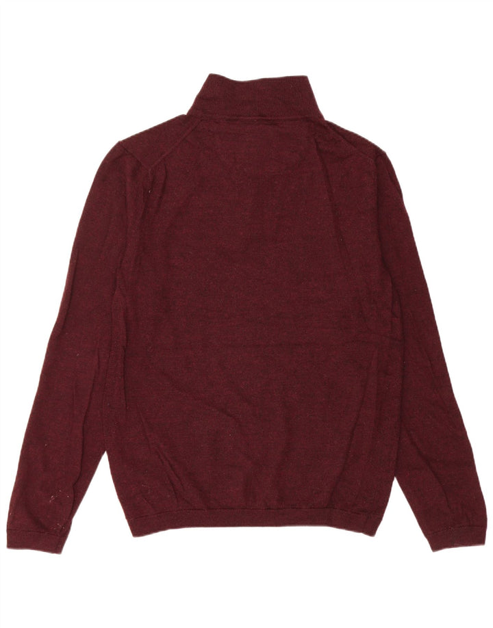 White Stuff Mens Zip Neck Jumper Sweater Large Maroon Wool