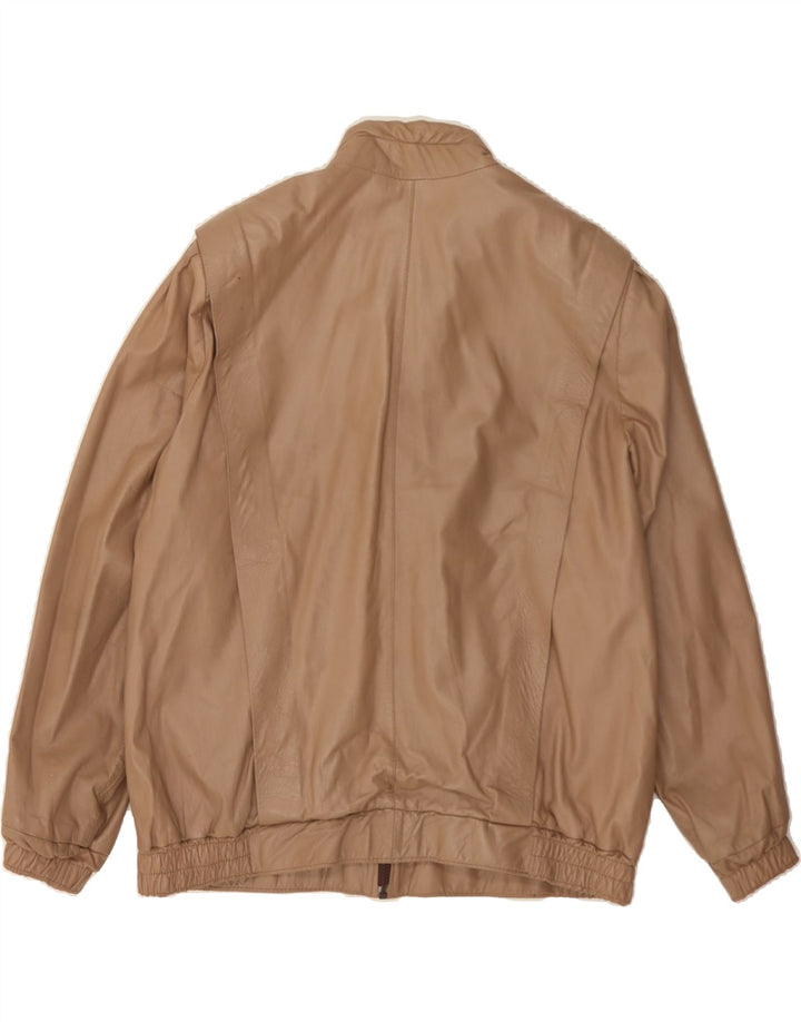 SAMS Mens Bomber Leather Jacket UK 38 Medium Beige Vintage Sams and Second-Hand Sams from Messina Hembry 