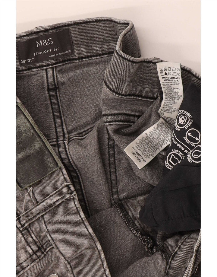 Marks & Spencer Mens Straight Jeans W36 L33 Grey Cotton