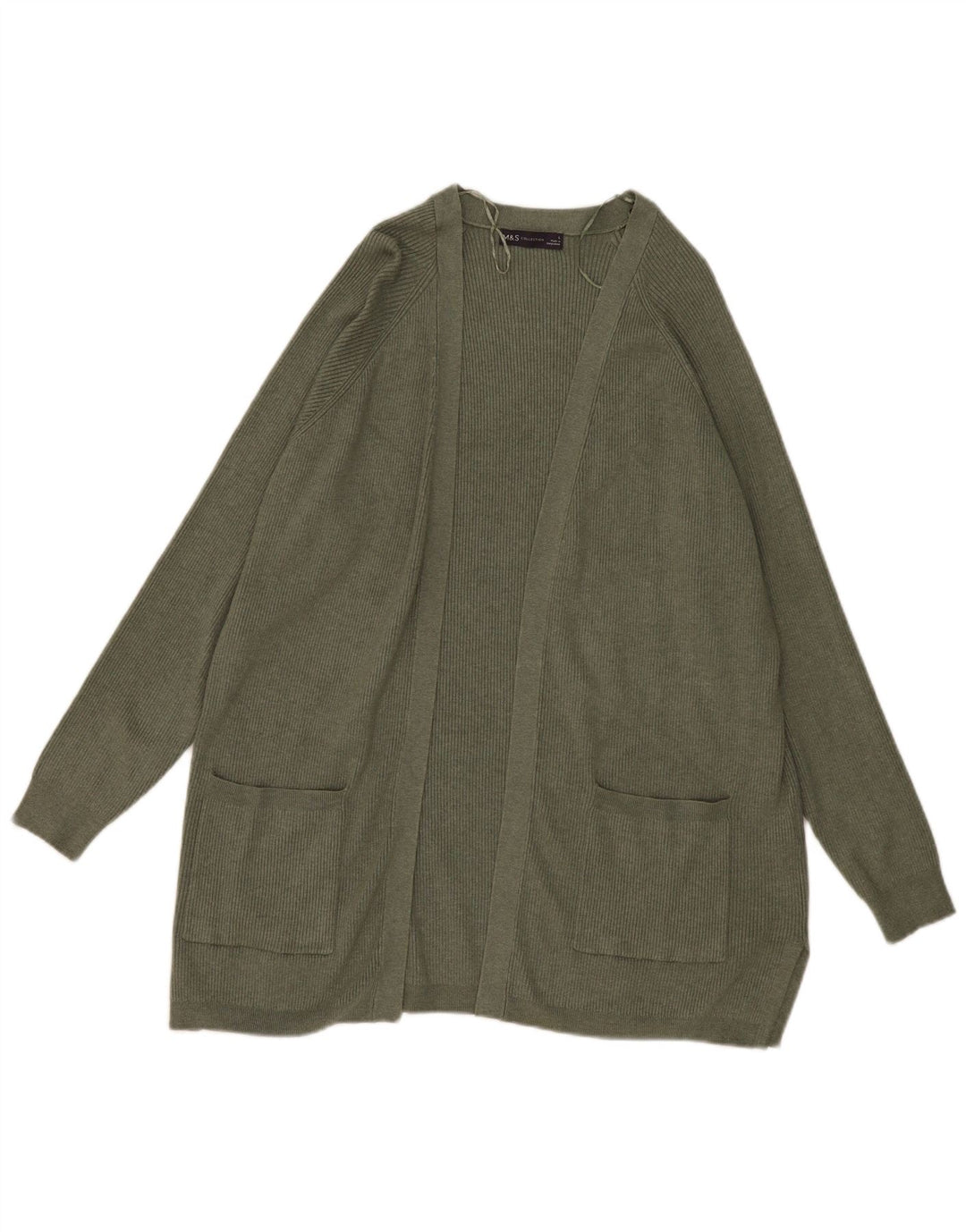 Marks & Spencer Womens Oversized Open Cardigan Sweater UK 16 Large Khaki