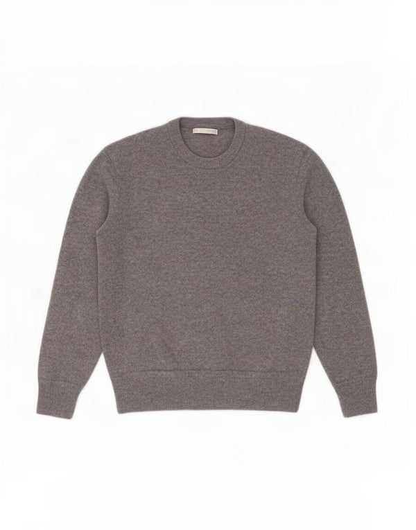 Zara Mens Crew Neck Jumper Sweater Medium Grey Wool