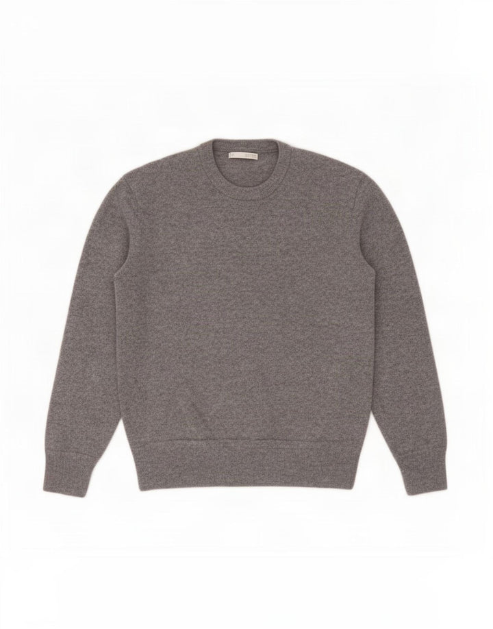 Zara Mens Crew Neck Jumper Sweater Medium Grey Wool