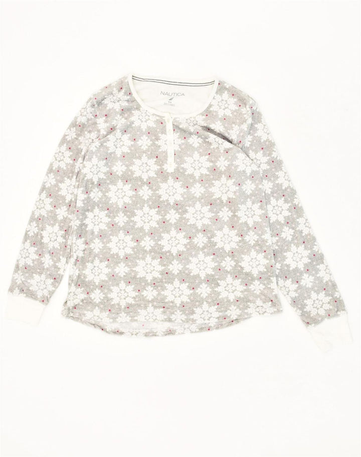 NAUTICA Womens Top Long Sleeve UK 14 Medium White Polyester | Vintage Nautica | Thrift | Second-Hand Nautica | Used Clothing | Messina Hembry 
