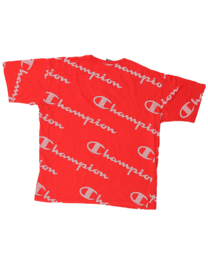 CHAMPION Mens Graphic T-Shirt Top Large Red Cotton