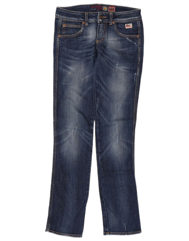 ROY ROGERS Womens Distressed Slim Jeans W27 L33 Blue Cotton